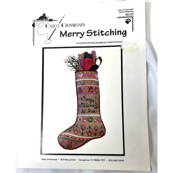 Calico Crossroads Merry Stitching Counted Thread Design Pattern - Picture 1 of 3